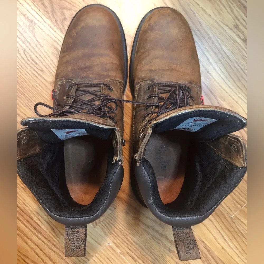 Red Wing 912 Brown Leather 6” Ankle Boots Mens size 11.5 Soft Toe USA made